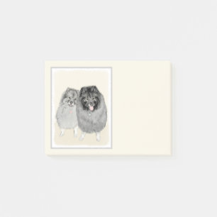 Keeshond Mom and Son Painting - Original Dog Art Post-it Notes