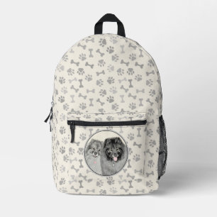 Keeshond Mom and Son Painting - Original Dog Art Printed Backpack
