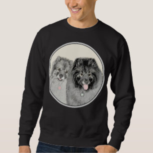 Keeshond Mom and Son Painting - Original Dog Art Sweatshirt