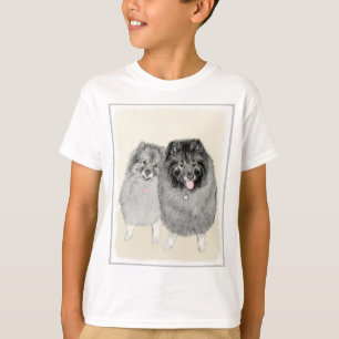 Keeshond Mom and Son Painting - Original Dog Art T-Shirt