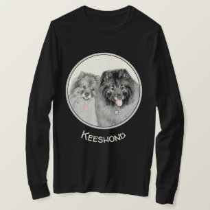 Keeshond Mom and Son Painting - Original Dog Art T-Shirt