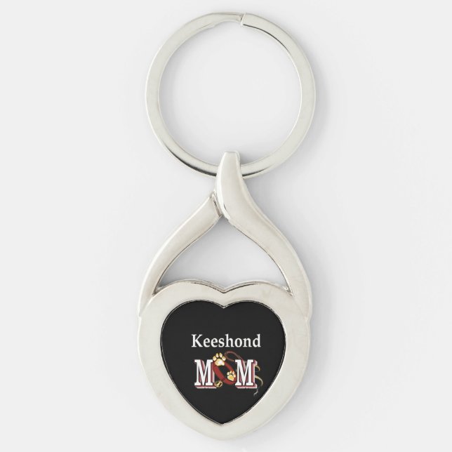 Keeshond MOM Gifts Keychain (Front)