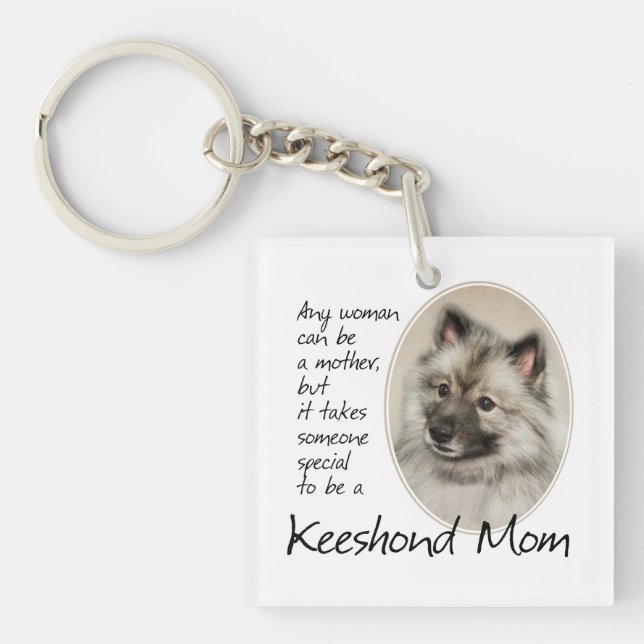 Keeshond Mom Key Ring (Front)