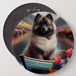 Keeshond on a Paddle: A Scenic Adventure 6 Inch Round Button