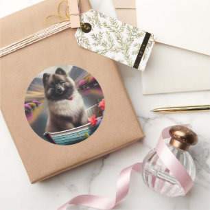 Keeshond on a Paddle: A Scenic Adventure Classic Round Sticker