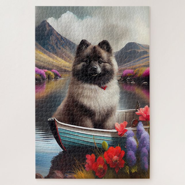 Keeshond on a Paddle: A Scenic Adventure Jigsaw Puzzle (Vertical)