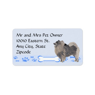 Keeshond on Blue Gingham Label