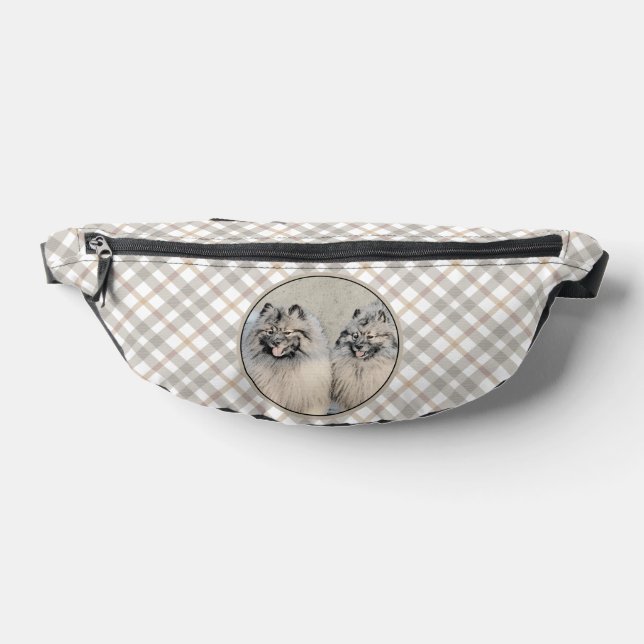 Keeshond Painting 2 Keeshonden Original Dog Art Fanny Pack (Lay Down)