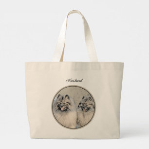 Keeshond Painting 2 Keeshonden Original Dog Art Large Tote Bag