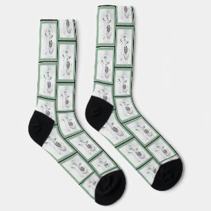 Keeshond Painting Christmas Snowman Pet Dog Art Socks