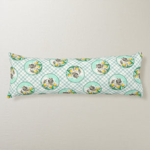 Keeshond Painting in Tulips Cute Original Dog Art Body Pillow