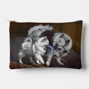 Keeshond Painting Playtime Cute Original Dog Art Accessory Pouch