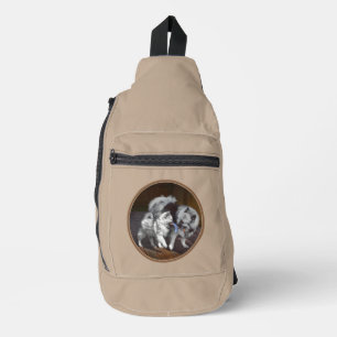 Keeshond Painting Playtime Cute Original Dog Art Sling Bag
