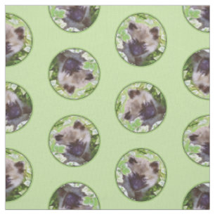 Keeshond Painting Puppy in the Garden Original Art Fabric