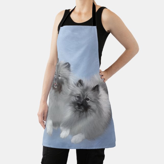 Keeshond Pair of Kees Painting Original Animal Art Apron (Insitu)