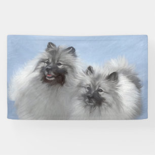 Keeshond Pair of Kees Painting Original Animal Art Banner