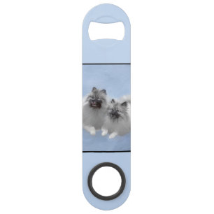 Keeshond Pair of Kees Painting Original Animal Art Bar Key