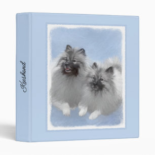 Keeshond Pair of Kees Painting Original Animal Art Binder