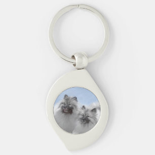 Keeshond Pair of Kees Painting Original Animal Art Keychain