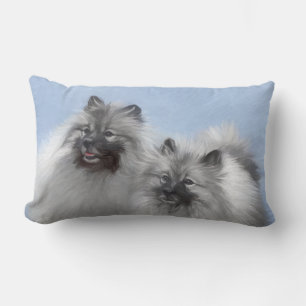 Keeshond Pair of Kees Painting Original Animal Art Lumbar Pillow