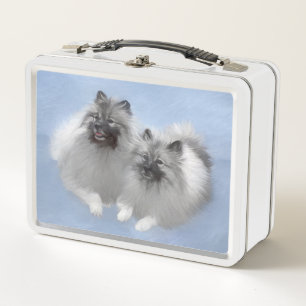 Keeshond Pair of Kees Painting Original Animal Art Metal Lunch Box