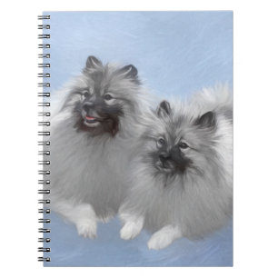 Keeshond Pair of Kees Painting Original Animal Art Notebook