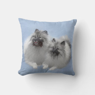 Keeshond Pair of Kees Painting Original Animal Art Throw Pillow