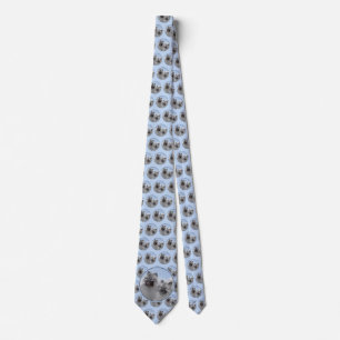 Keeshond Pair of Kees Painting Original Animal Art Tie