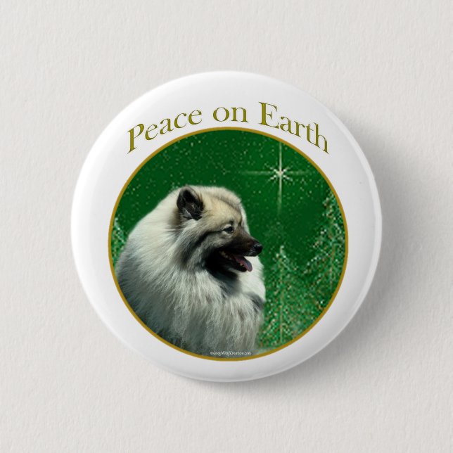 Keeshond Peace 2 Inch Round Button (Front)
