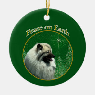 Keeshond Peace Keychain Ceramic Ornament