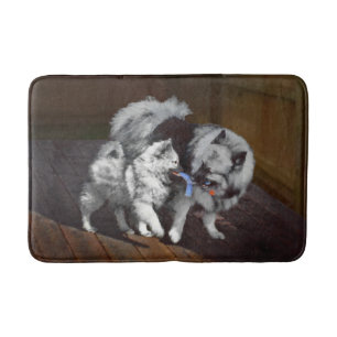 Keeshond Playtime Painting - Cute Original Dog Art Bath Mat