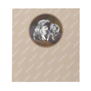 Keeshond Playtime Painting - Cute Original Dog Art Notepad