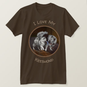 Keeshond Playtime Painting - Cute Original Dog Art T-Shirt