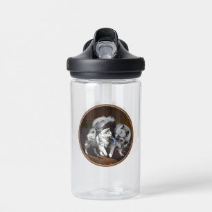 Keeshond Playtime Painting - Cute Original Dog Art Water Bottle