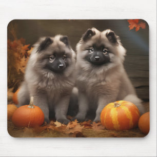 Keeshond Puppy Autumn Delight Pumpkin Mouse Pad