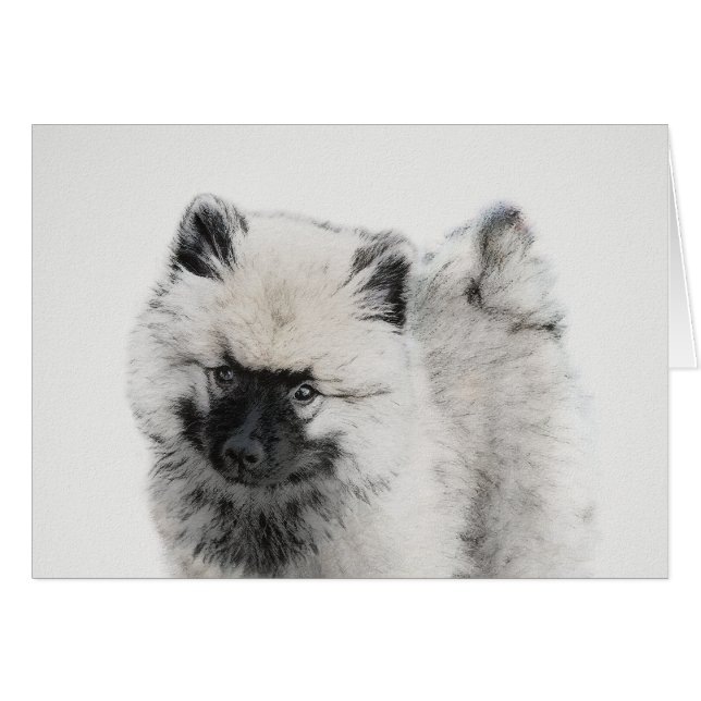 Keeshond Puppy Drawing - Cute Original Dog Art (Front Horizontal)