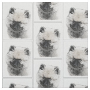 Keeshond Puppy Drawing - Cute Original Dog Art Fabric