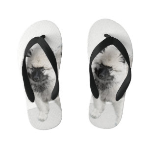 Keeshond Puppy Drawing - Cute Original Dog Art Kid's Flip Flops