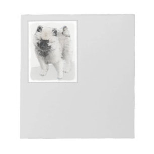 Keeshond Puppy Drawing - Cute Original Dog Art Notepad