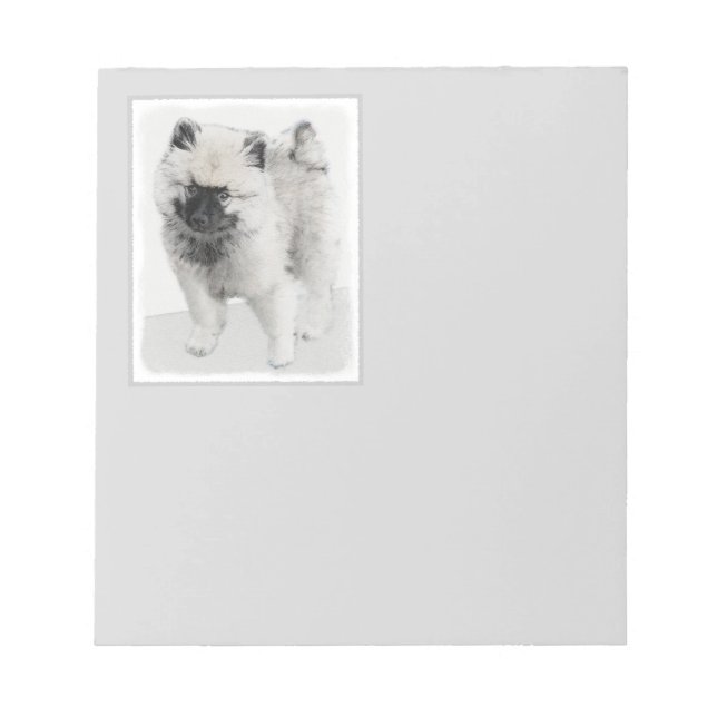 Keeshond Puppy Drawing - Cute Original Dog Art Notepad (Front)