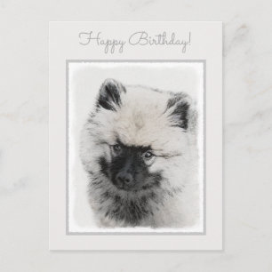 Keeshond Puppy Drawing - Cute Original Dog Art Postcard
