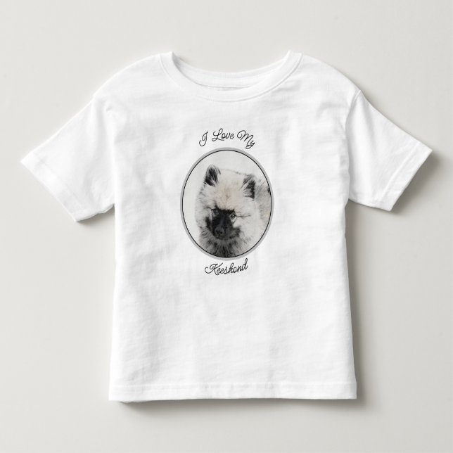 Keeshond Puppy Drawing - Cute Original Dog Art Toddler T-shirt (Front)