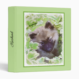 Keeshond Puppy in the Garden Painting Original Art Binder