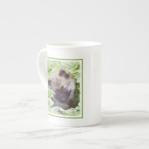 Keeshond Puppy in the Garden Painting Original Art Bone China Mug