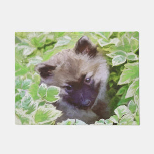 Keeshond Puppy in the Garden Painting Original Art Doormat