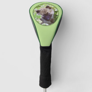 Keeshond Puppy in the Garden Painting Original Art Golf Head Cover