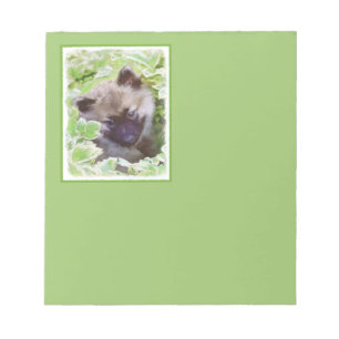 Keeshond Puppy in the Garden Painting Original Art Notepad