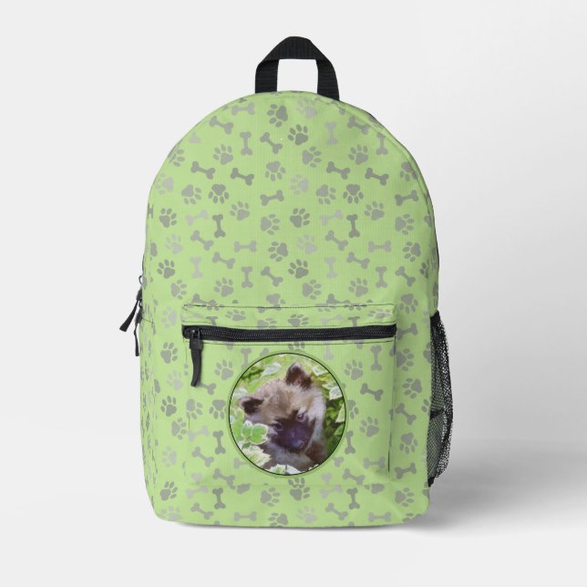Keeshond Puppy in the Garden Painting Original Art Printed Backpack (Front)