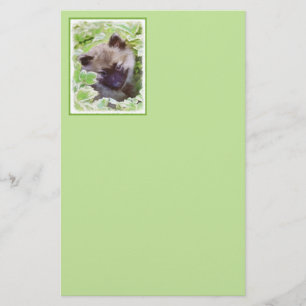 Keeshond Puppy in the Garden Painting Original Art Stationery