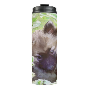 Keeshond Puppy in the Garden Painting Original Art Thermal Tumbler